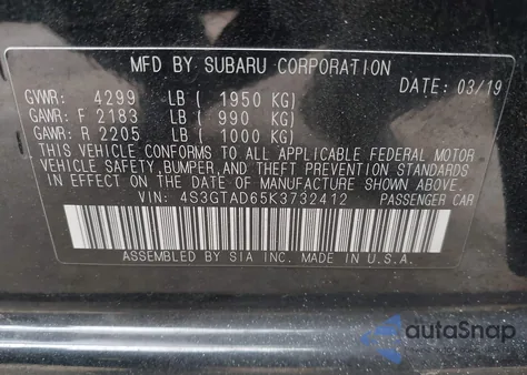 2019 Subaru Impreza 2.0I Premium z USA, uszkodzony, nr VIN 4S3GTAD65K3732412